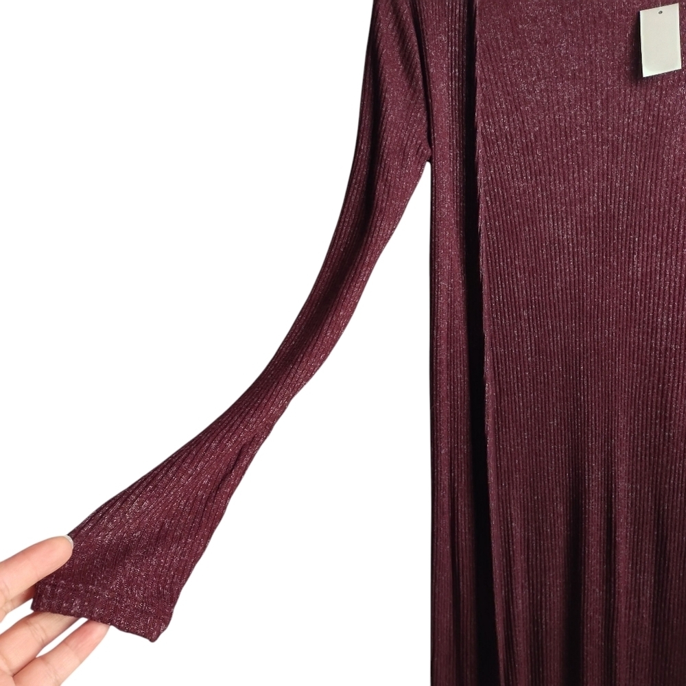 Aeropostale Heathered Maroon Burgundy Cardigan Duster Sweater Women Size XS/TNWT - Picture 3 of 5
